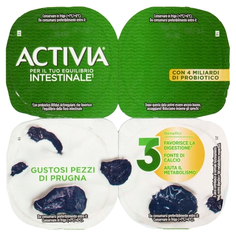 Activia con Prugna in Pezzi, 4x125 g